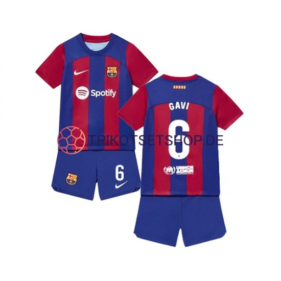 FC Barcelona Gavi 6 2023-2024 Kinder Trikotset Heim Kurzarm