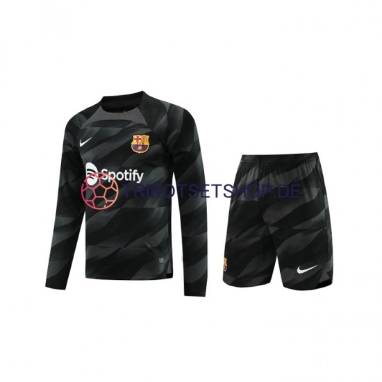 FC Barcelona 2023-2024 Torwart Kinder Trikotset Auswärts Langarm