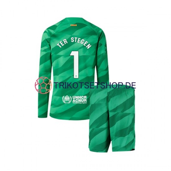 FC Barcelona Ter Stegen 1 2023-2024 Torwart Kinder Trikotset Heim Langarm