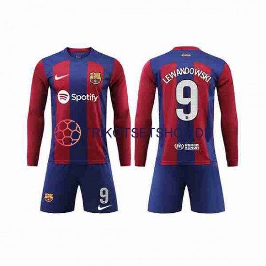 FC Barcelona LEWANDOWSKI 9 2023-2024 Kinder Trikotset Heim Langarm