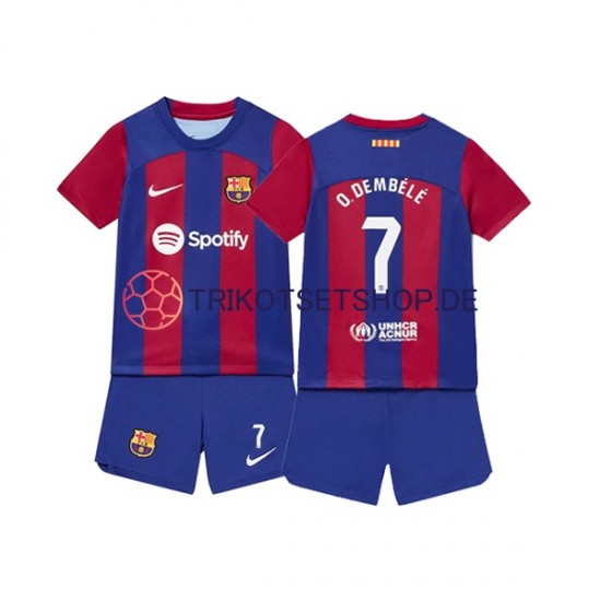 FC Barcelona Ousmane Dembele 7 2023-2024 Kinder Trikotset Heim Kurzarm