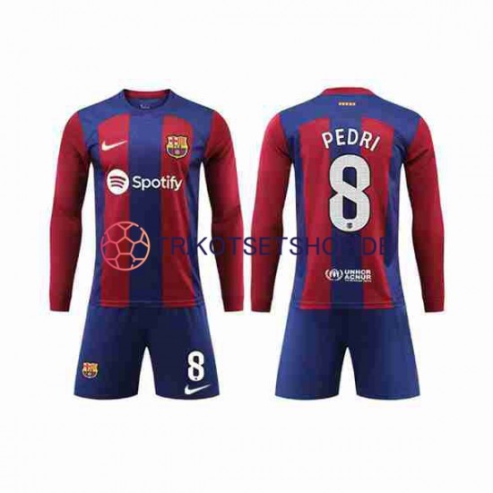 FC Barcelona Pedri 8 2023-2024 Kinder Trikotset Heim Langarm