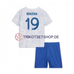 Frankreich Benzema 19 World Cup 2022 Kinder Trikotset Auswärts Kurzarm