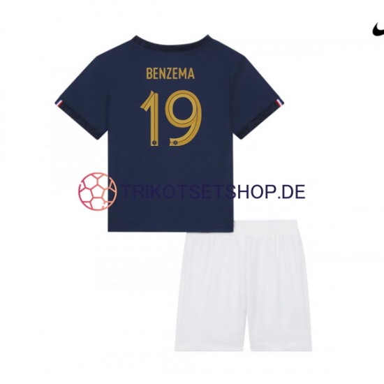 Frankreich Benzema 19 World Cup 2022 Kinder Trikotset Heim Kurzarm