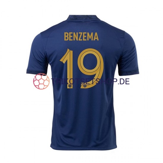Frankreich Benzema 19 World Cup 2022 Herren Trikot Heim Kurzarm