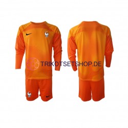 Frankreich World Cup 2022 Torwart Kinder Trikotset Auswärts Langarm