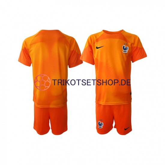 Frankreich World Cup 2022 Torwart Kinder Trikotset Auswärts Kurzarm