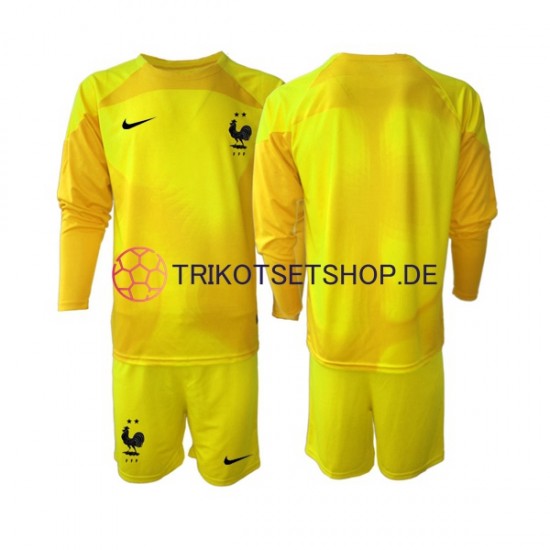 Frankreich World Cup 2022 Torwart Kinder Trikotset Ausweich Langarm