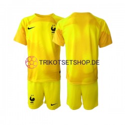 Frankreich World Cup 2022 Torwart Kinder Trikotset Ausweich Kurzarm