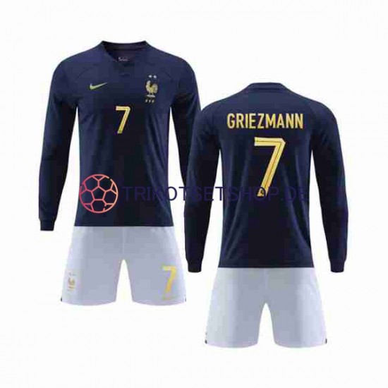 Frankreich Griezmann 7 World Cup 2022 Kinder Trikotset Heim Langarm