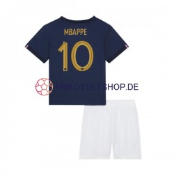 Frankreich Mbappé 10 World Cup 2022 Kinder Trikotset Heim Kurzarm