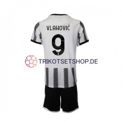 Juventus Turin Vlahovic 9 2022-2023 Kinder Trikotset Heim Kurzarm