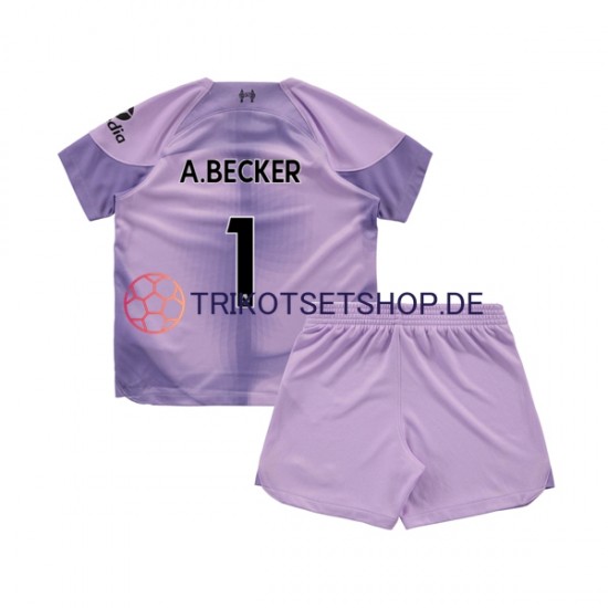 Liverpool Alisson Becker 1 2022-2023 Torwart Kinder Trikotset Heim Kurzarm