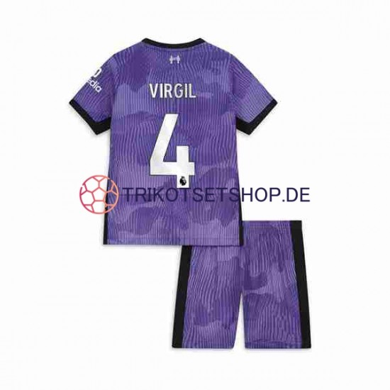Liverpool Virgil van Dijk 4 2023-2024 Kinder Trikotset Ausweich Kurzarm