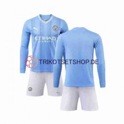 Manchester City 2023-2024 Kinder Trikotset Heim Langarm