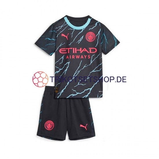 Manchester City 2023-2024 Kinder Trikotset Ausweich Kurzarm