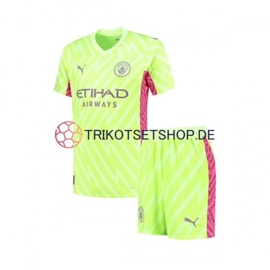 Manchester City 2023-2024 Torwart Kinder Trikotset Ausweich Kurzarm
