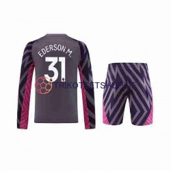 Manchester City Ederson Moraes 31 2023-2024 Torwart Kinder Trikotset Auswärts Langarm