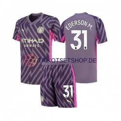 Manchester City Ederson Moraes 31 2023-2024 Torwart Kinder Trikotset Auswärts Kurzarm
