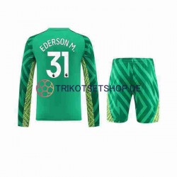 Manchester City Ederson Moraes 31 2023-2024 Torwart Kinder Trikotset Heim Langarm