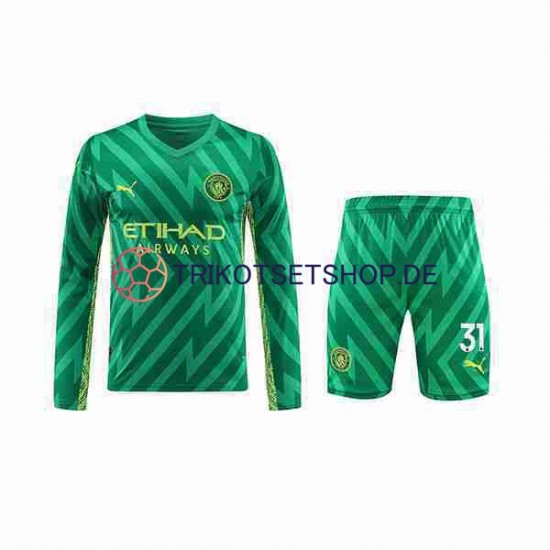 Manchester City Ederson Moraes 31 2023-2024 Torwart Kinder Trikotset Heim Langarm