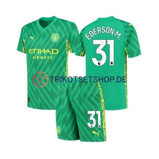 Manchester City Ederson Moraes 31 2023-2024 Torwart Kinder Trikotset Heim Kurzarm