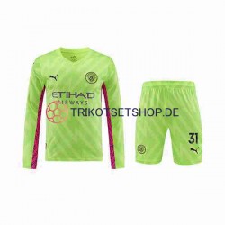Manchester City Ederson Moraes 31 2023-2024 Torwart Kinder Trikotset Ausweich Langarm