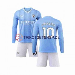 Manchester City Grealish 10 2023-2024 Kinder Trikotset Heim Langarm
