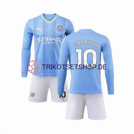 Manchester City Grealish 10 2023-2024 Kinder Trikotset Heim Langarm