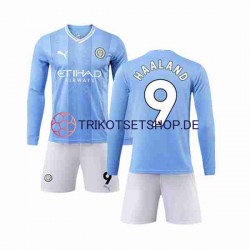 Manchester City Haaland 9 2023-2024 Kinder Trikotset Heim Langarm