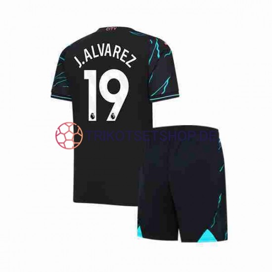 Manchester City Julian Alvarez 19 2023-2024 Kinder Trikotset Ausweich Kurzarm
