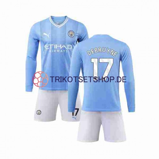 Manchester City Kevin De Bruyne 17 2023-2024 Kinder Trikotset Heim Langarm