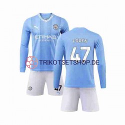 Manchester City Phil Foden 47 2023-2024 Kinder Trikotset Heim Langarm