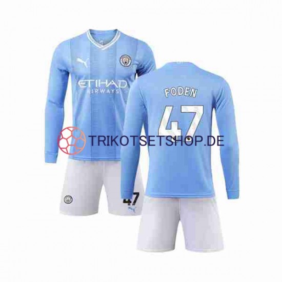 Manchester City Phil Foden 47 2023-2024 Kinder Trikotset Heim Langarm