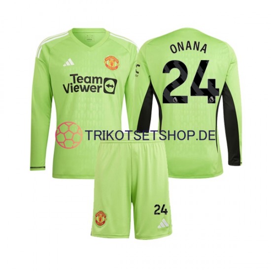 Manchester United Andre Onana 24 2023-2024 Torwart Kinder Trikotset Heim Langarm
