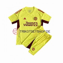 Manchester United 2023-2024 Torwart Kinder Trikotset Auswärts Kurzarm