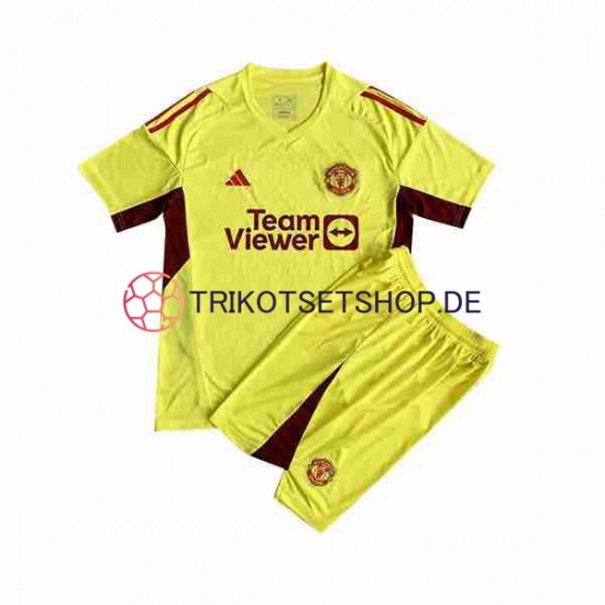 Manchester United 2023-2024 Torwart Kinder Trikotset Auswärts Kurzarm