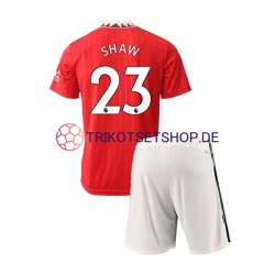 Manchester United Luke Shaw 23 2022-2023 Kinder Trikotset Heim Kurzarm