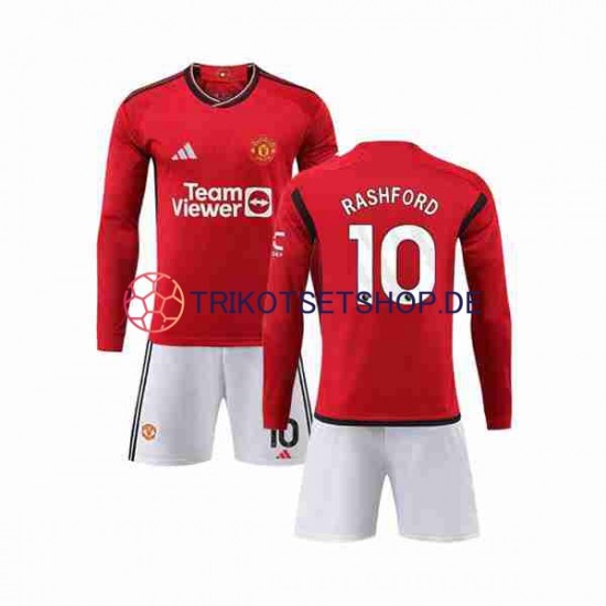 Manchester United Marcus Rashford 10 2023-2024 Kinder Trikotset Heim Langarm