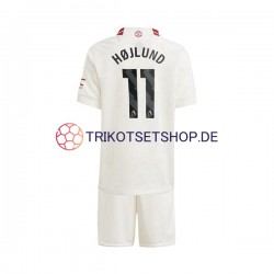 Manchester United Rasmus Hojlund 11 2023-2024 Kinder Trikotset Ausweich Kurzarm