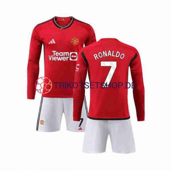 Manchester United Ronaldo 7 2023-2024 Kinder Trikotset Heim Langarm