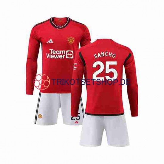 Manchester United Sancho 25 2023-2024 Kinder Trikotset Heim Langarm