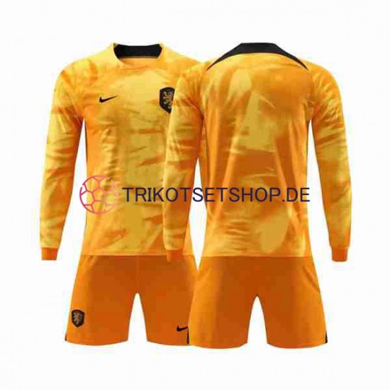 Niederlande World Cup 2022 Kinder Trikotset Heim Langarm