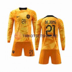 Niederlande De Jong 21 World Cup 2022 Kinder Trikotset Heim Langarm