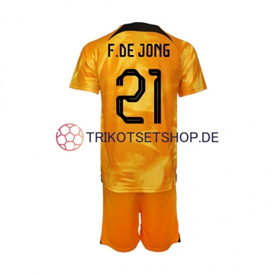 Niederlande Frenkie de Jong 21 World Cup 2022 Kinder Trikotset Heim Kurzarm