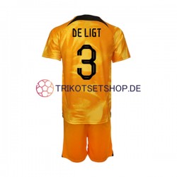 Niederlande Matthijs de Ligt 3 World Cup 2022 Kinder Trikotset Heim Kurzarm