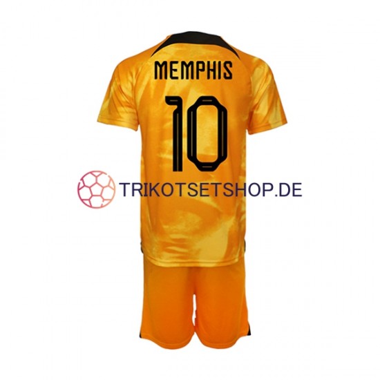 Niederlande Memphis Depay 10 World Cup 2022 Kinder Trikotset Heim Kurzarm
