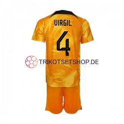 Niederlande Virgil van Dijk 4 World Cup 2022 Kinder Trikotset Heim Kurzarm