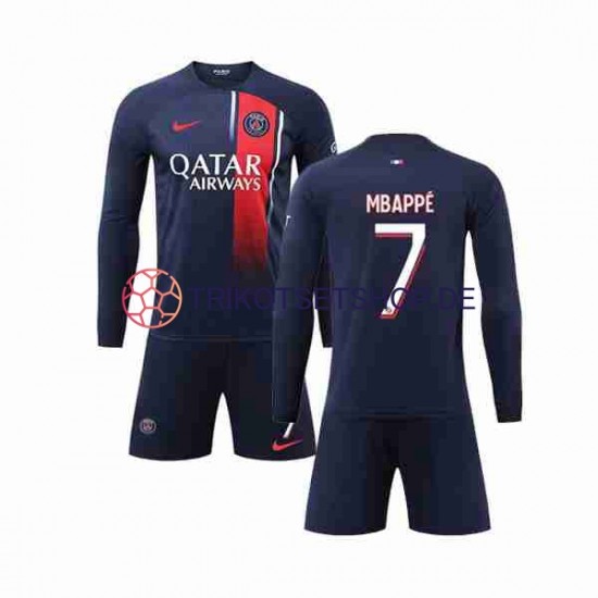 Paris Saint-Germain Mbappé Kylian 7 2023-2024 Kinder Trikotset Heim Langarm