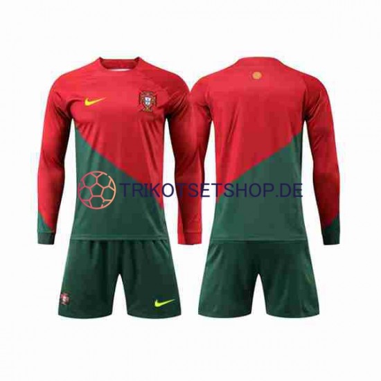 Portugal World Cup 2022 Kinder Trikotset Heim Langarm